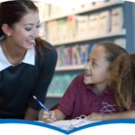 Turos and students looking at each other.